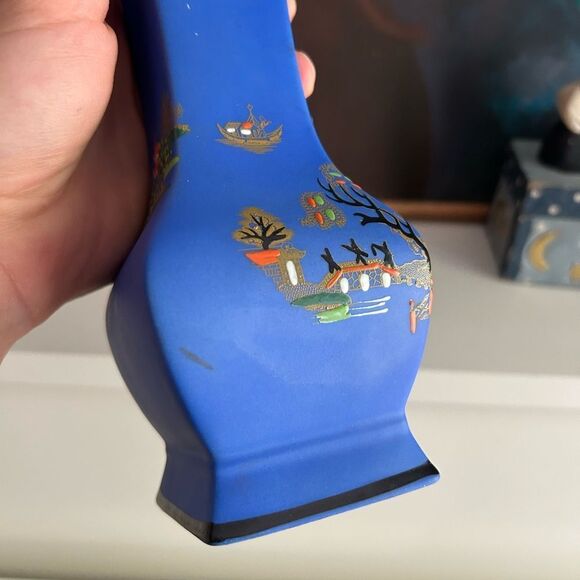 Blue Decorative Vase with Asian Art Design - Picture 3 of 15